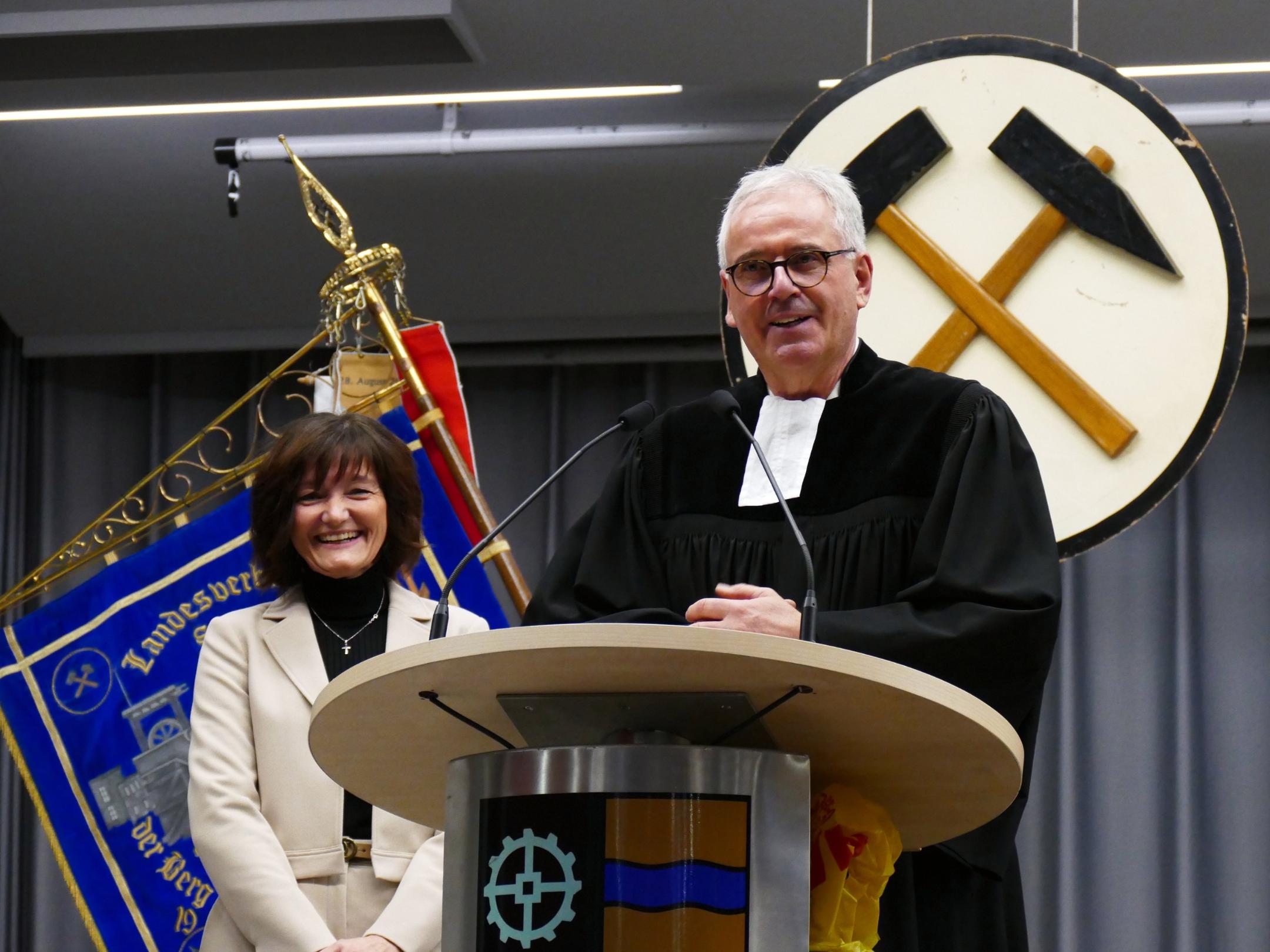 Hielten einen ökumenischen Wortgottesdienst: Ordinariatsdirektorin Katja Göbel und Kirchenrat Frank Hofmann.