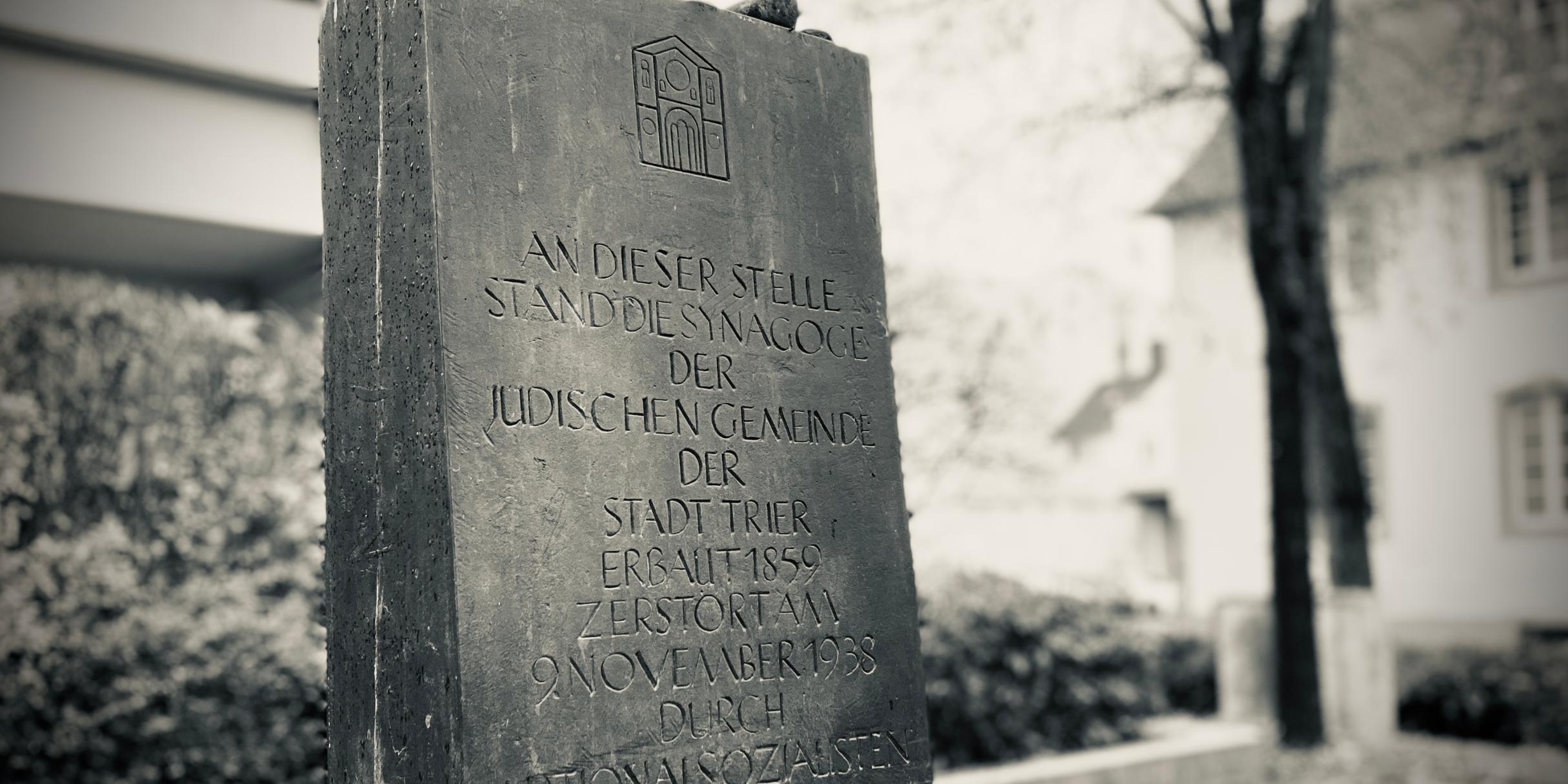 Gedenkstein an der ehemaligen Synagoge in Trier