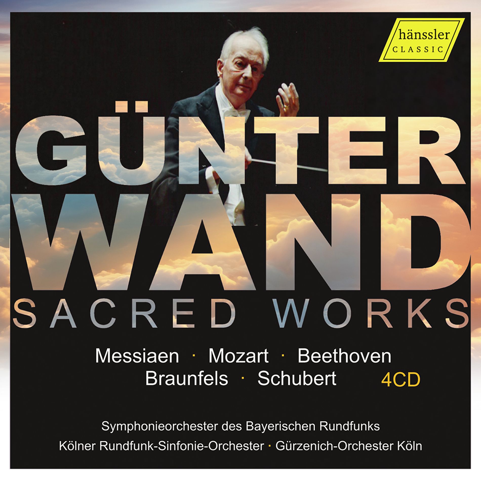 Günter Wand – Sacred Works: Werke von Mozart, Beethoven, Schubert, Braunfels, Messiaen; div. Solisten & Orchester; Günter Wand (1952-82); hänssler 4 CDs