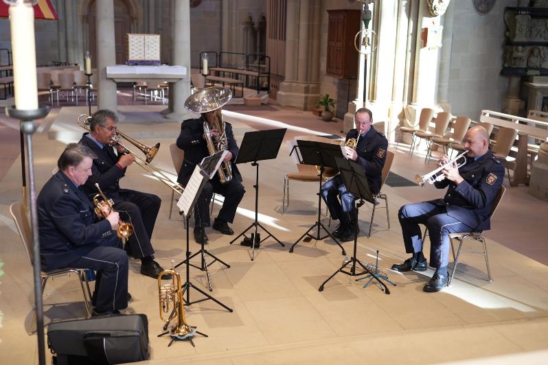 Das Blechbläser-Ensemble des Landespolizeiorchesters Rheinland-Pfalz gestaltete den Gottesdienst musikalisch