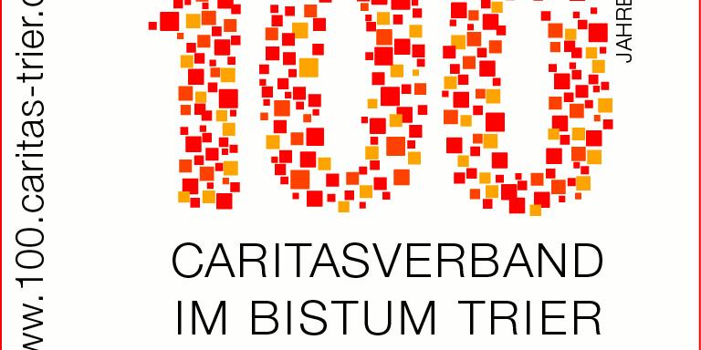 Logo mit dem Text '100 Jahre Caritas im Bistum Trier. Menschen mit Menschen'
