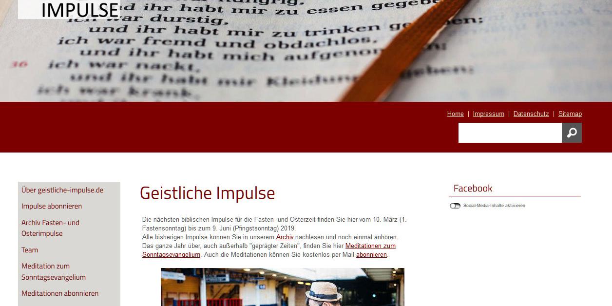 Screenshot der Webseite Geistliche Impulse